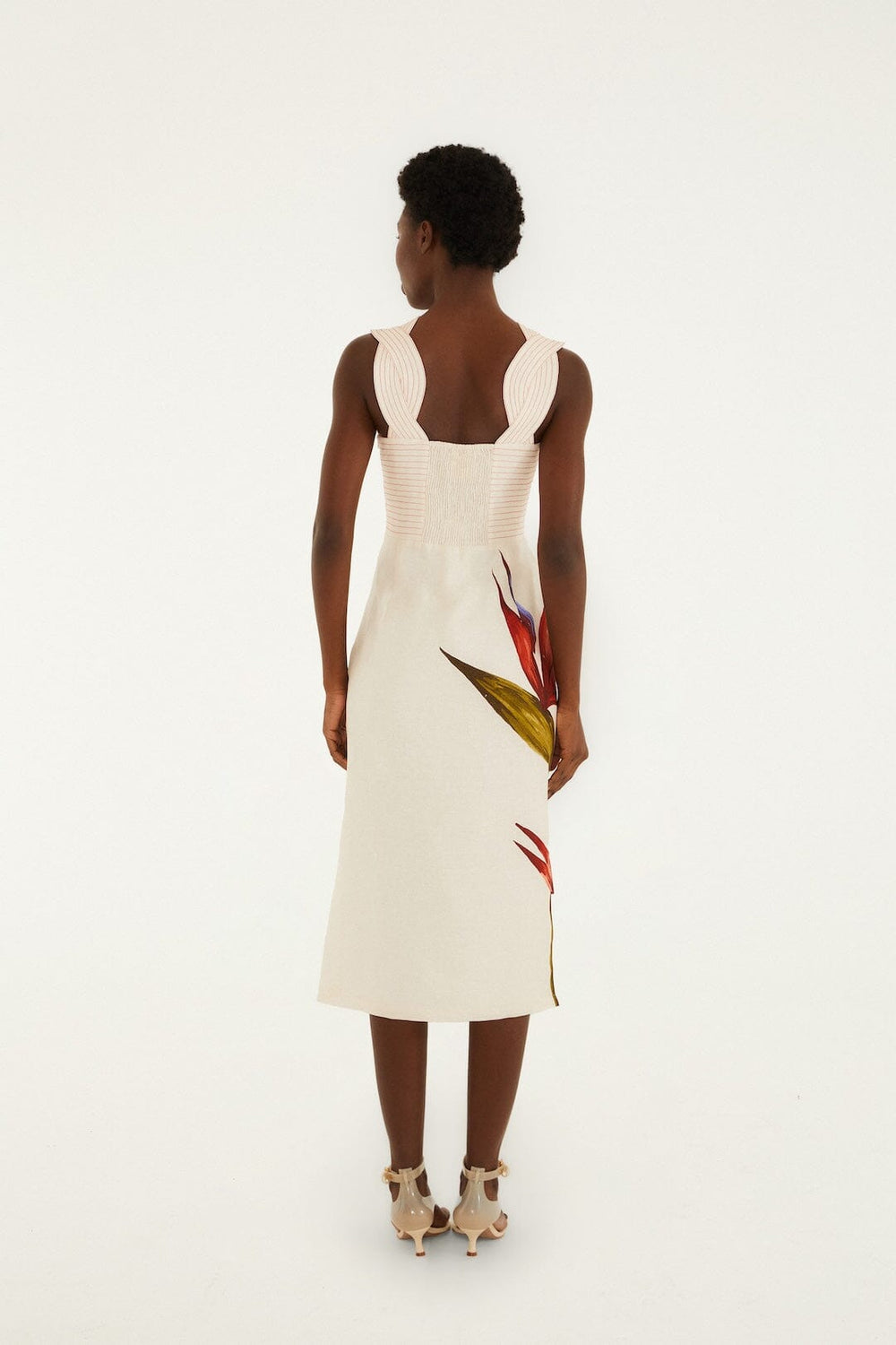 Sand Strelitzia Euroflax Premium Linen Midi Dress - FARM Rio STRELITZIA SAND