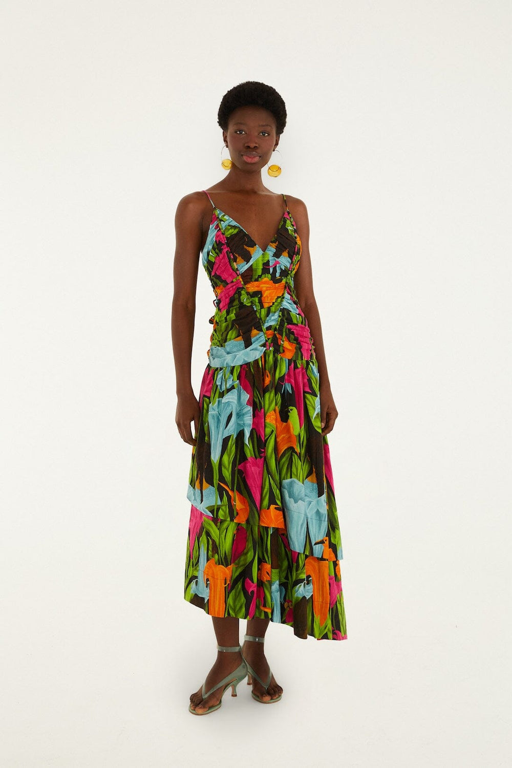 Black Mujeres Y Flores Lenzing Ecovero Euroflax Midi Dress - FARM Rio MUJERES Y FLORES BLACK