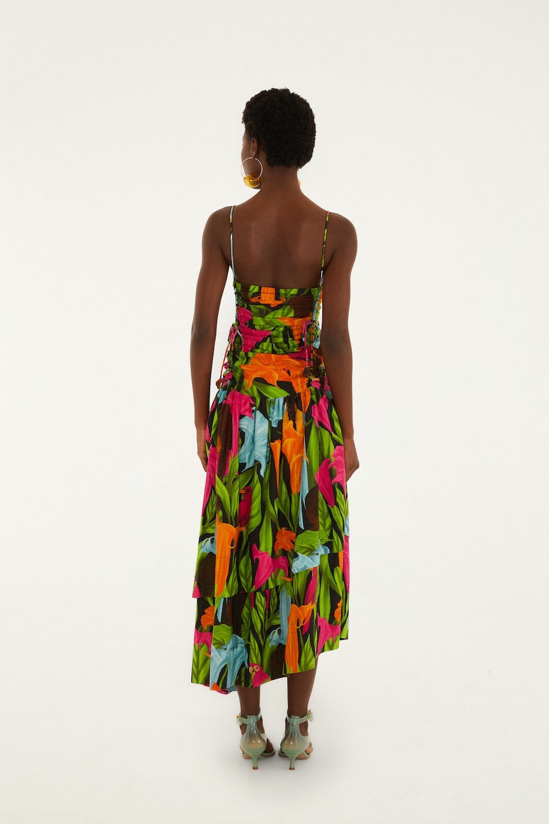 Black Mujeres Y Flores Lenzing Ecovero Euroflax Midi Dress - FARM Rio MUJERES Y FLORES BLACK