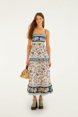 Soft Pink Floral Delhi Tapestry Midi Dress - FARM Rio FLORAL DELHI TAPESTRY LIGHT PINK