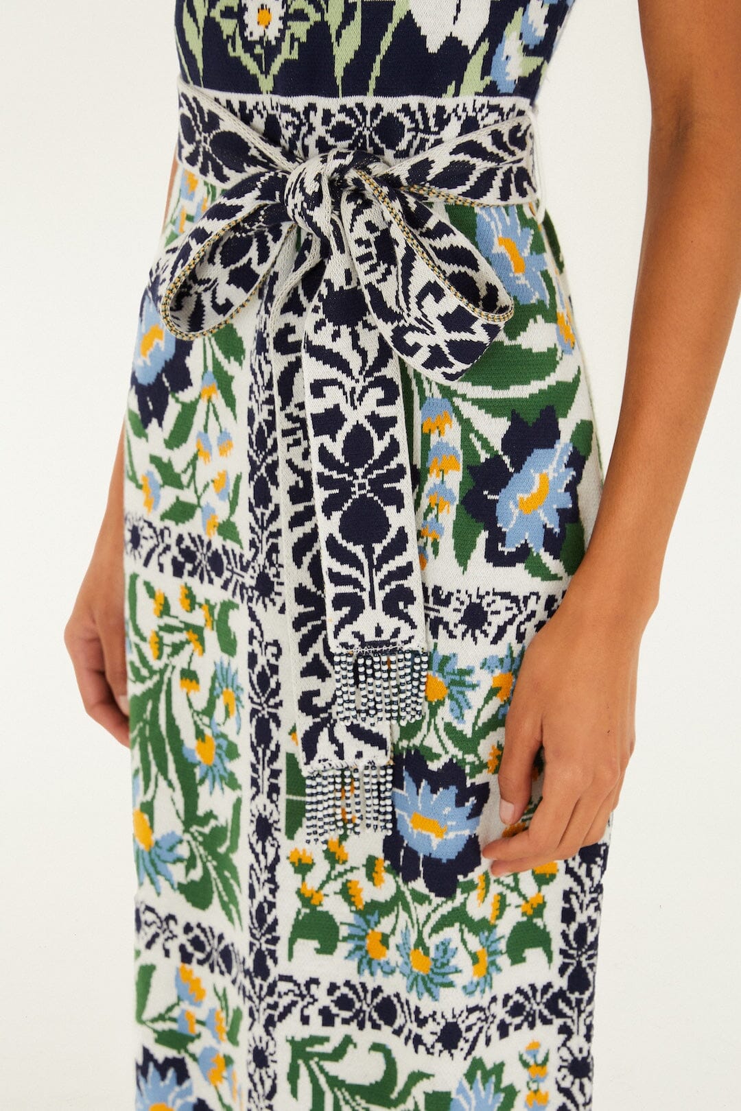 Black Manoela Belted Knit Midi Dress - FARM Rio MANOELA OFF-WHITE