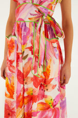 Multicolor Artsy Flora Belted Maxi Dress - FARM Rio ARTSY FLORA OFF-WHITE