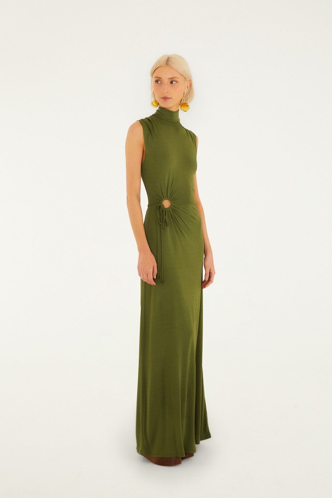 Dark Green High Neck Cut-Out Maxi Dress - FARM Rio DARK GREEN