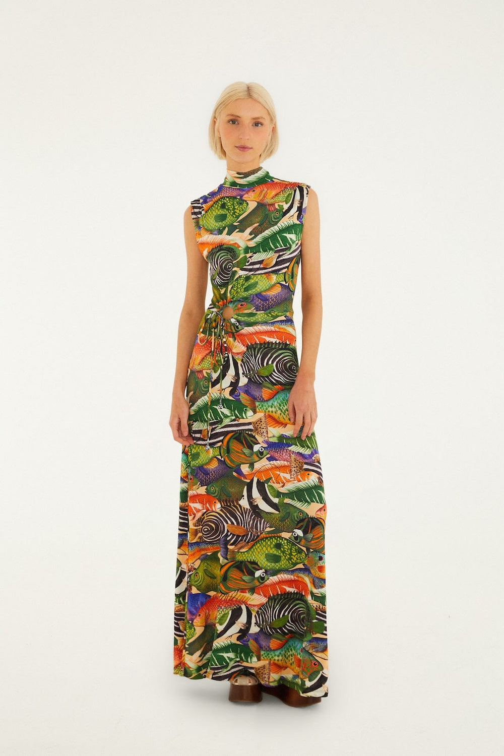 Multicolor Fish Sea Sleeveless Maxi Dress - FARM Rio FISH SEA MULTICOLOR