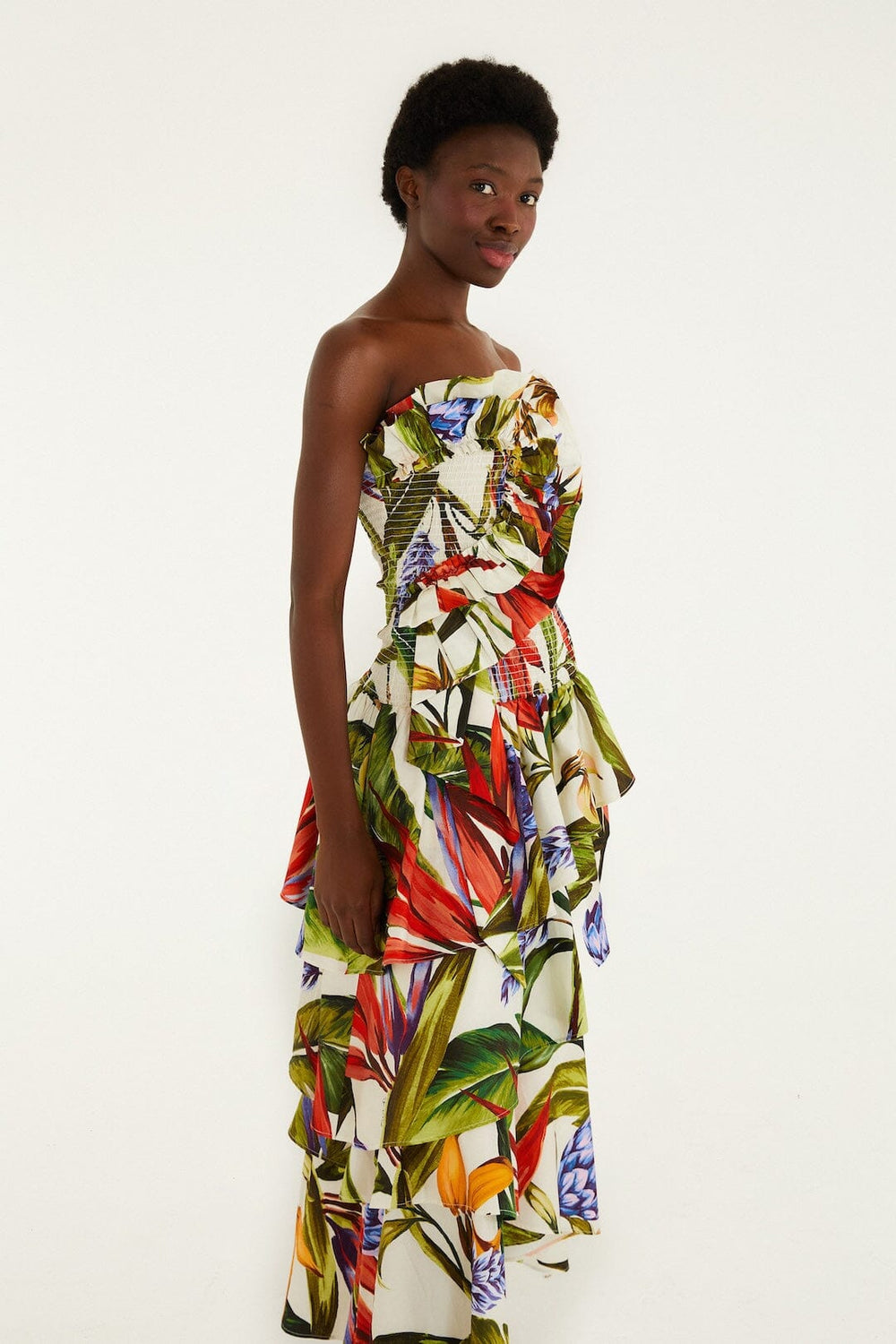 Sand Florart Strapless Maxi Dress - FARM Rio FLORART SAND