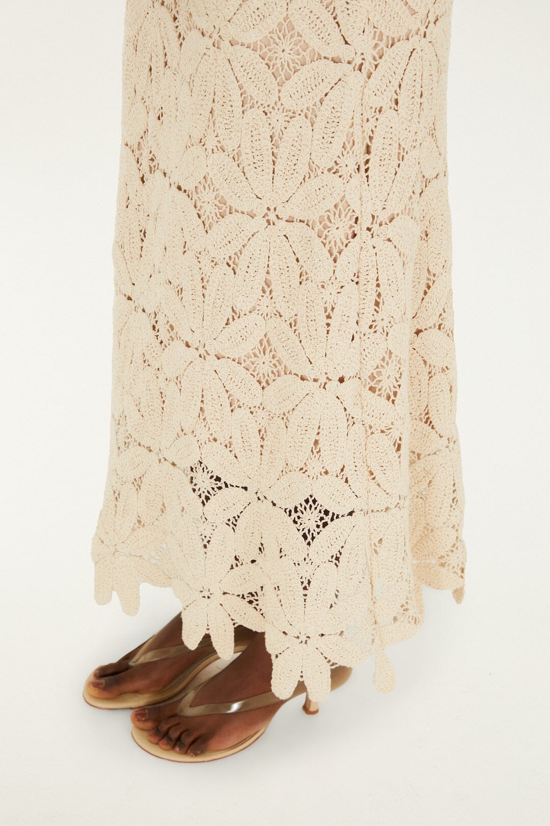 Off-White One-Shoulder Crochet Flower Maxi Dress - FARM Rio OFF-WHITE