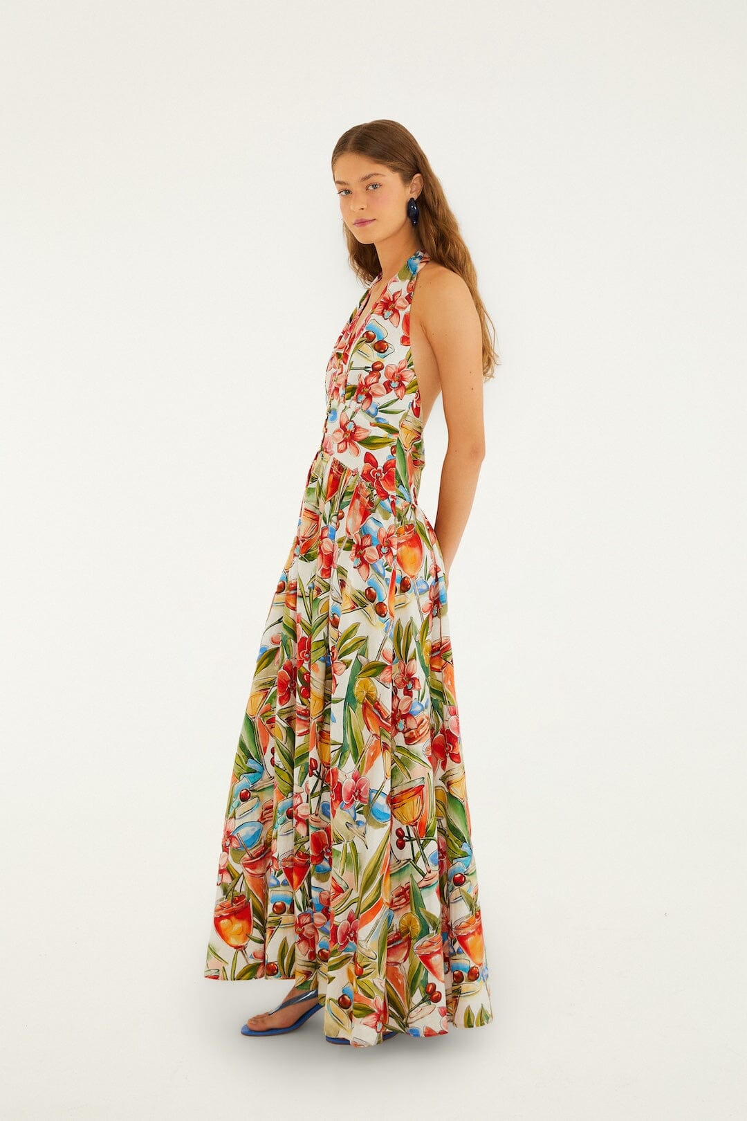 Off-White Cocktail Lenzing Ecovero Euroflax Maxi Dress - FARM Rio COCKTAIL OFF-WHITE