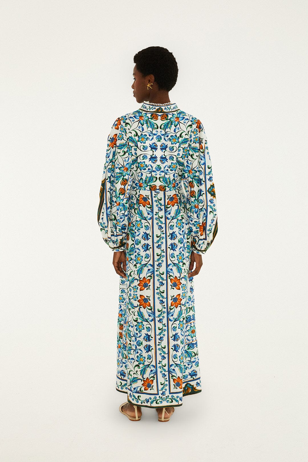 Off-White Flora Tile Lenzing Ecovero Euroflax Maxi Dress - FARM Rio FLORA TILE OFF-WHITE