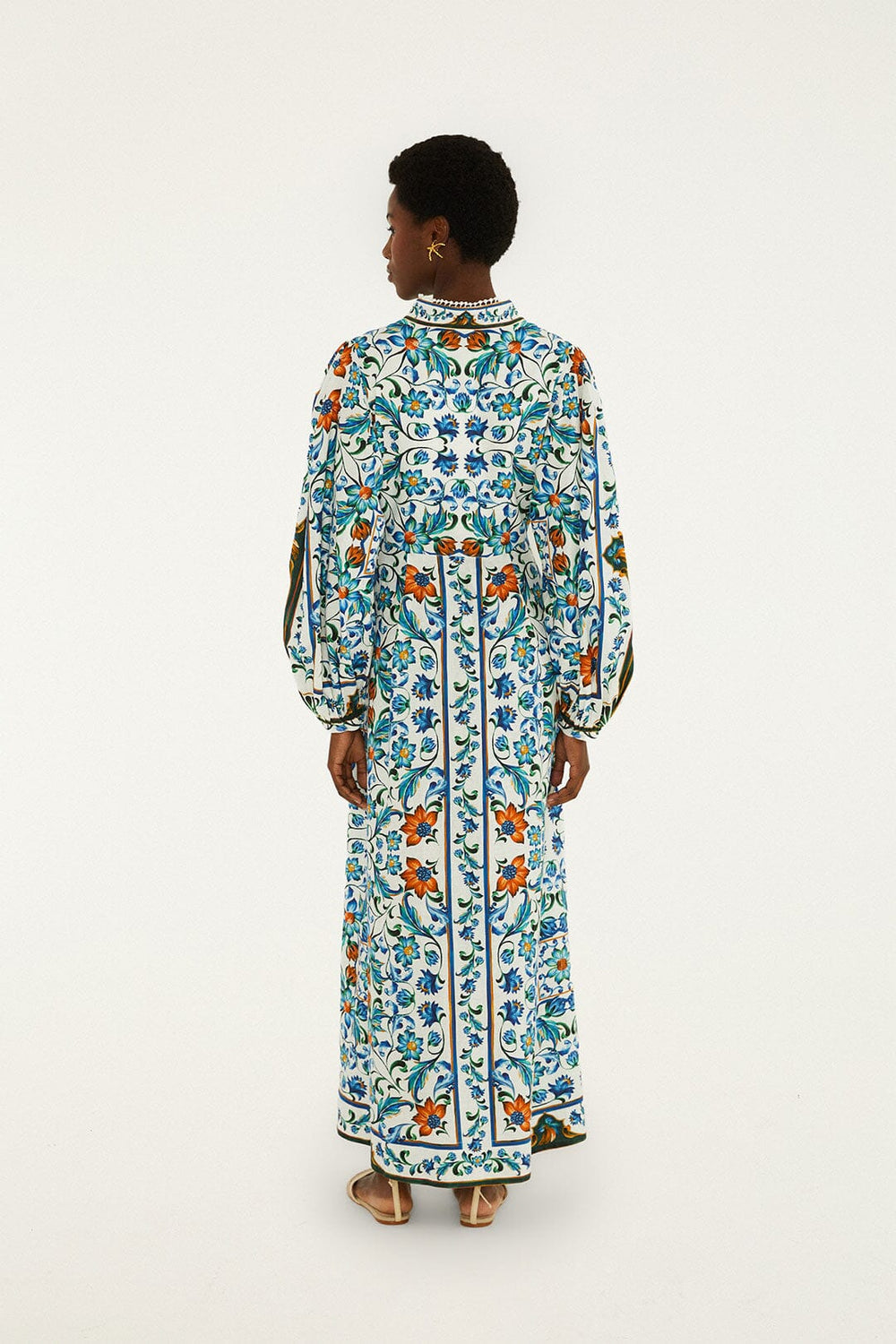 Off-White Flora Tile Lenzing Ecovero Euroflax Maxi Dress - FARM Rio FLORA TILE OFF-WHITE
