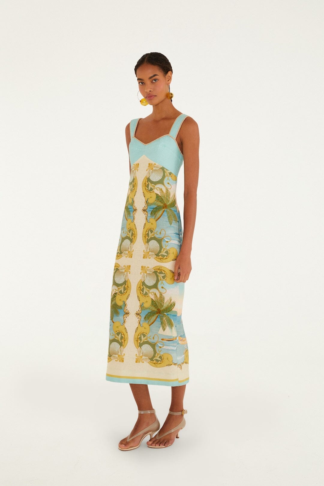 Multicolor Royal Sea Euroflax Premium Linen Maxi Dress - FARM Rio ROYAL SEA MULTICOLOR