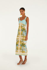 Multicolor Royal Sea Euroflax Premium Linen Maxi Dress - FARM Rio ROYAL SEA MULTICOLOR