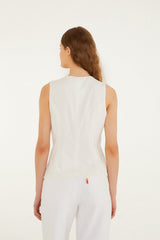 Off-White Embroidered Lenzing Ecovero Euroflax Blouse - FARM Rio OFF-WHITE
