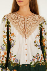 Sand Nature Lace Long Sleeve Blouse - FARM Rio NATURE SAND