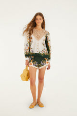 Sand Nature Lace Long Sleeve Blouse - FARM Rio NATURE SAND