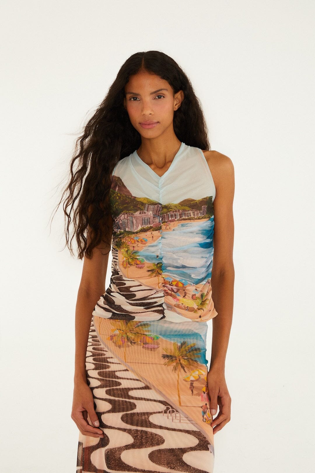 Multicolor Copacabana Beach Sleeveless Blouse - FARM Rio COPACABANA BEACH MULTICOLOR