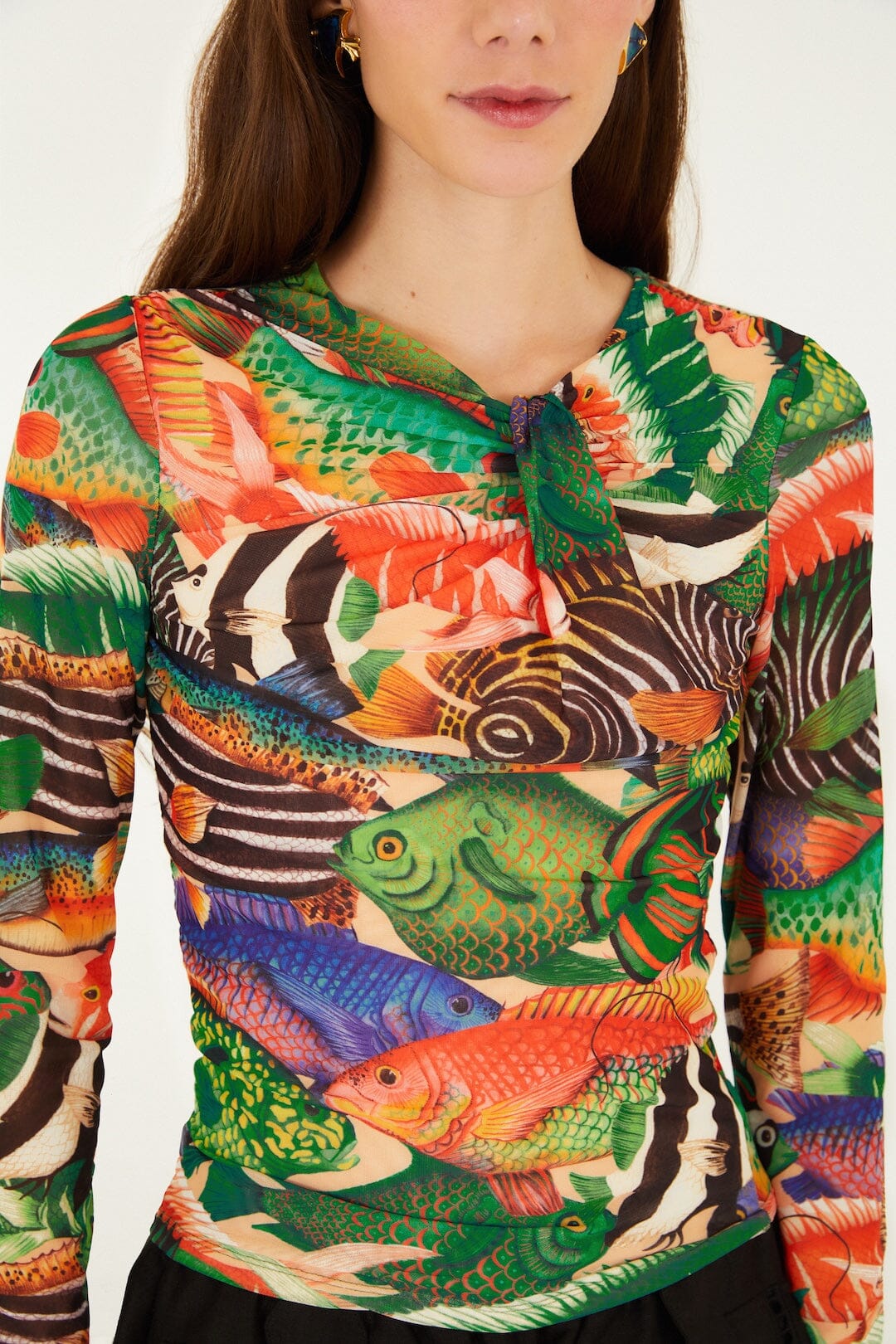 Multicolor Fish Sea Tule Blouse - FARM Rio FISH SEA MULTICOLOR