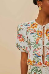 Off-White Delicate Forest Scarves Blouse - FARM Rio DELICATE FOREST SCARVES OFF-WHITE