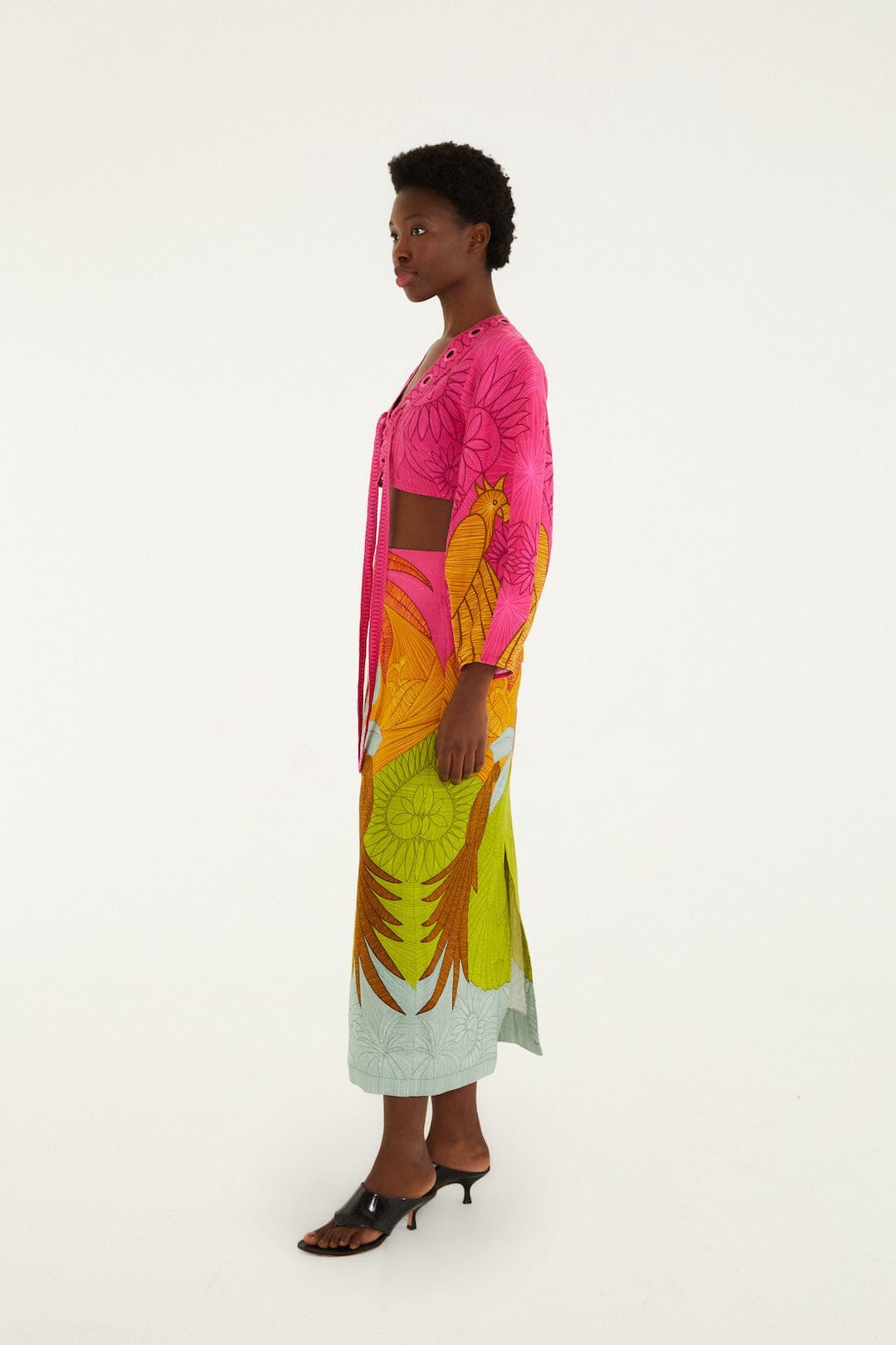 Multicolor Usiacuri Euroflax Premium Linen Midi Skirt - FARM Rio USIACURI MULTICOLOR
