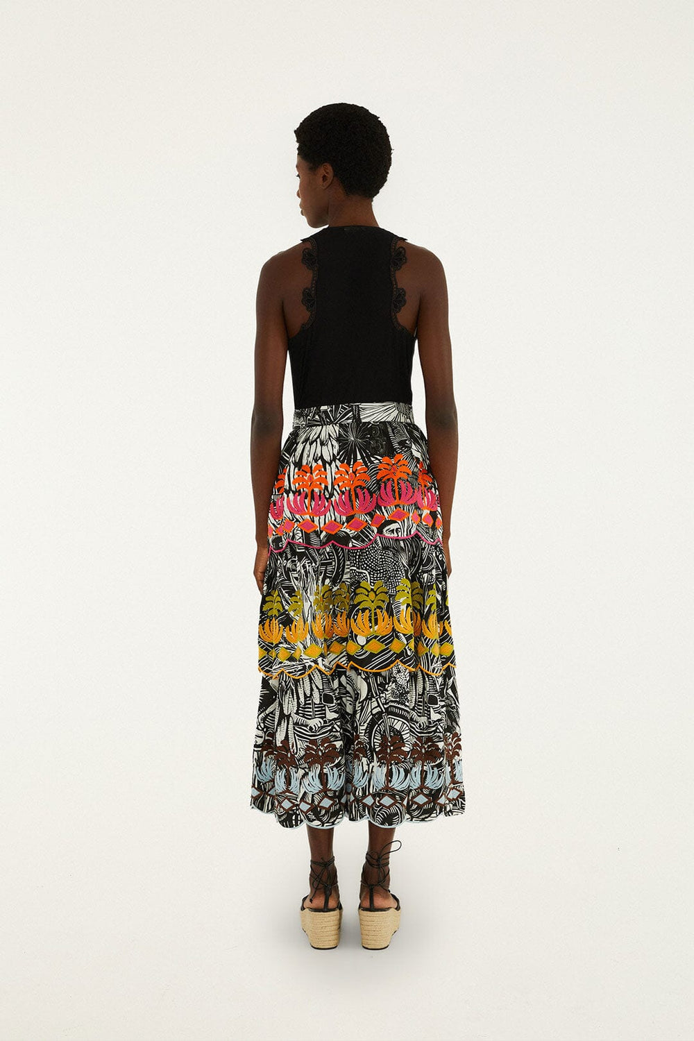 Black Ruta Layered Lenzing Ecovero Euroflax Maxi Skirt - FARM Rio RUTA BEIGE