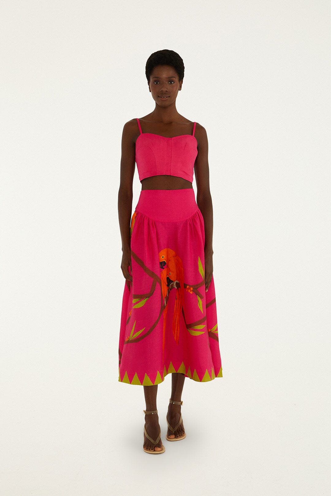 Pink Euroflax Premium Linen Maxi Skirt - FARM Rio PINK