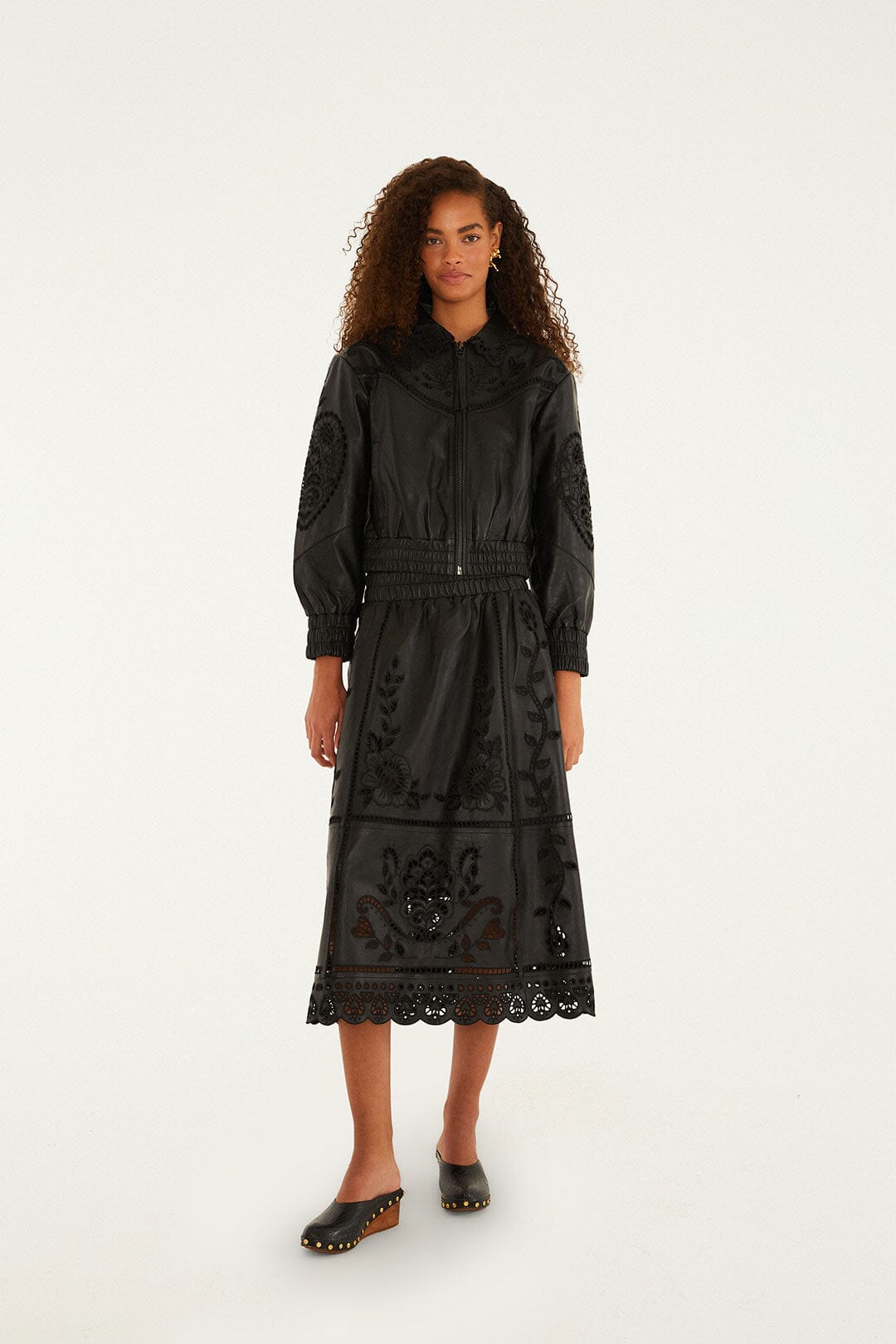 Black Richelieu Heart Skirt - FARM Rio BLACK