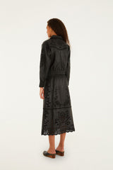 Black Richelieu Heart Skirt - FARM Rio BLACK