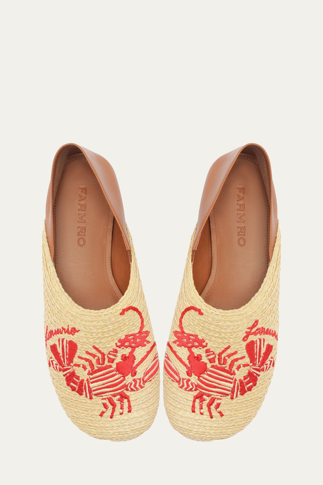 Raffia Flat Loafer - FARM Rio LOBSTER