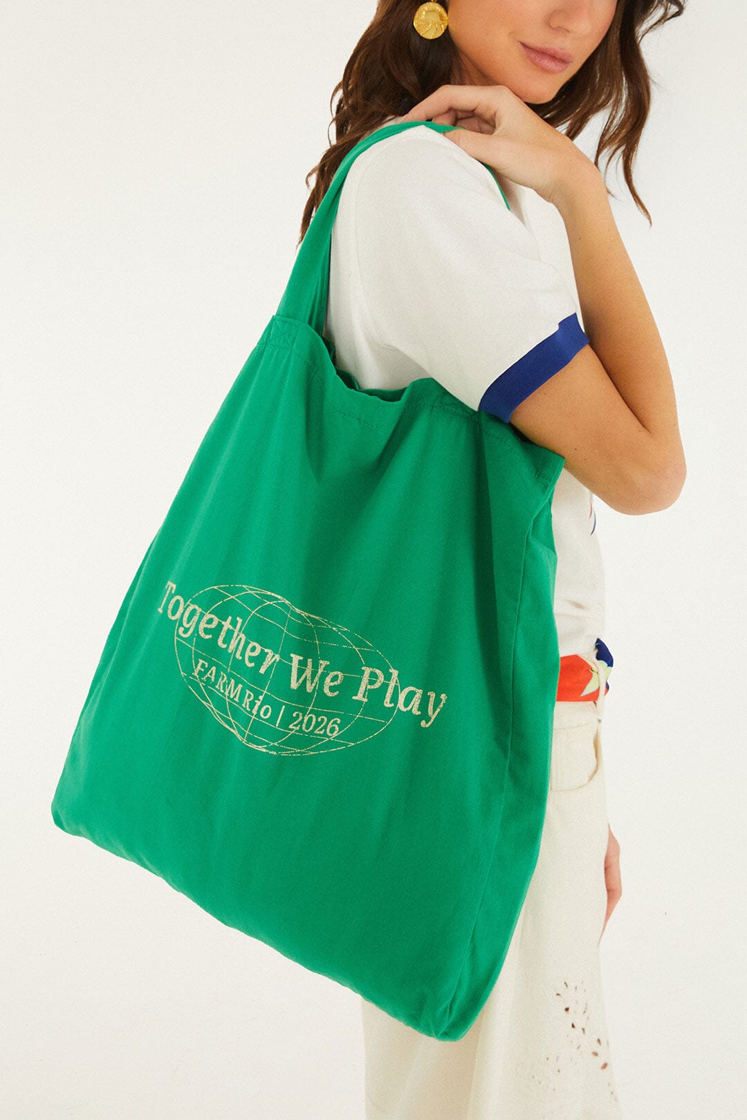 Green Together We Play Tote Bag - FARM Rio TOGETHER WE PLAY