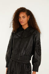 Black Richelieu Heart Jacket - FARM Rio BLACK