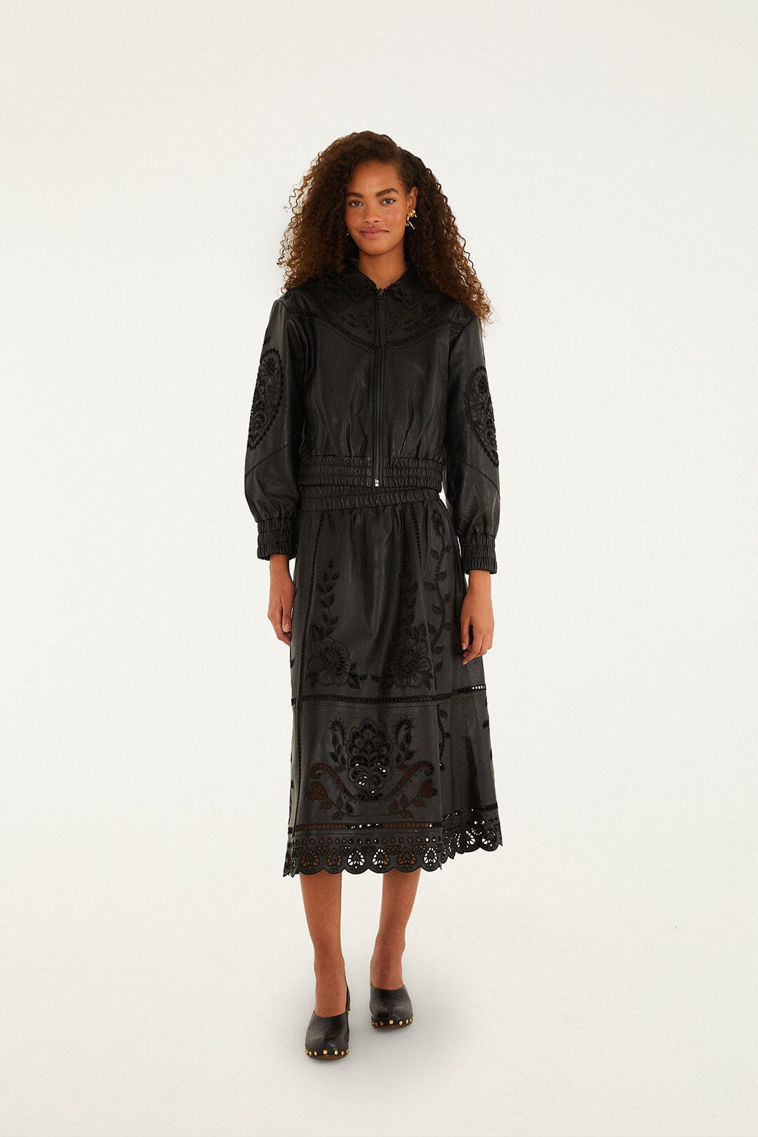 Black Richelieu Heart Jacket - FARM Rio BLACK
