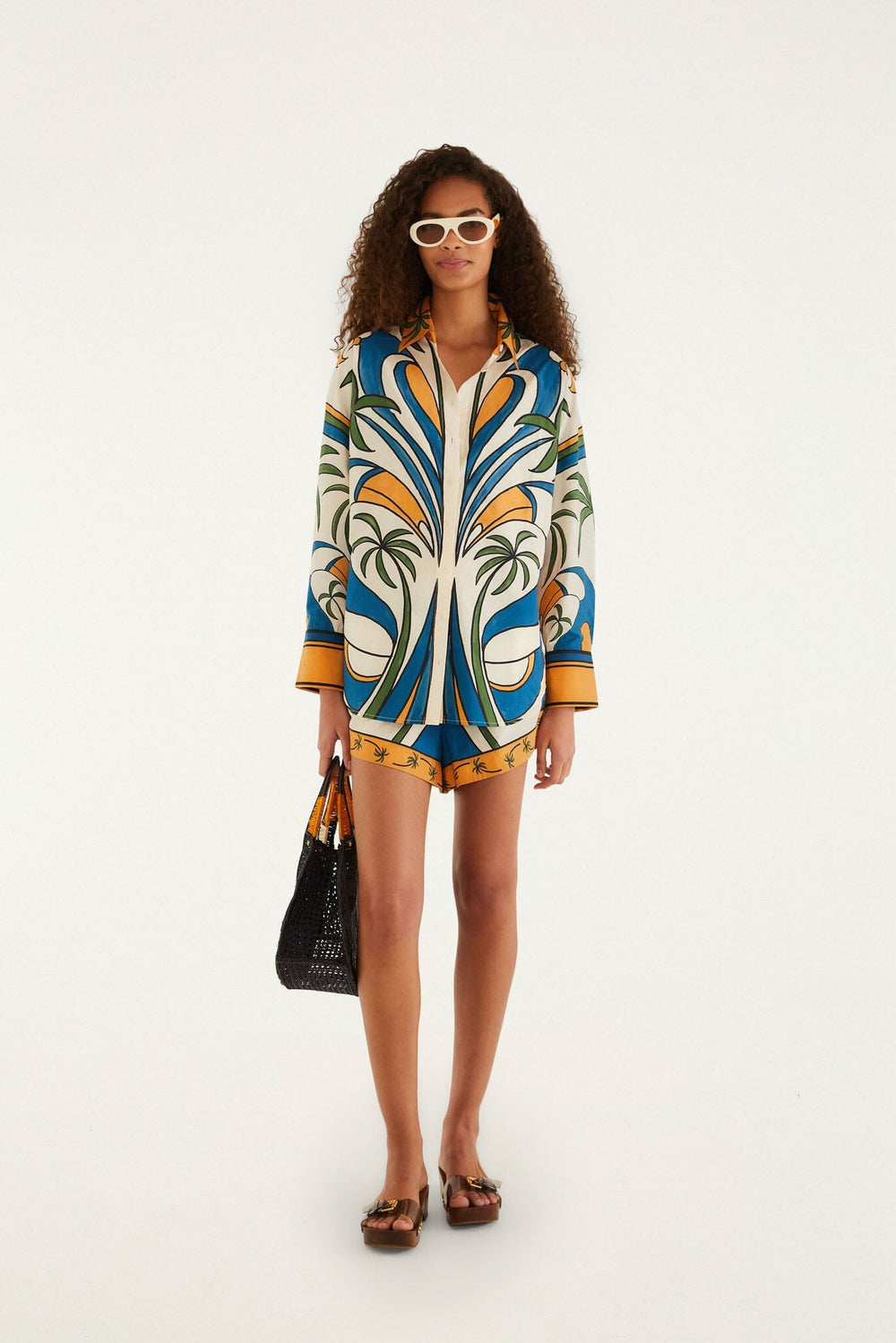 Multicolor Tropical Graphic Collared Buttoned Shirt - FARM Rio TROPICAL GRAPHIC