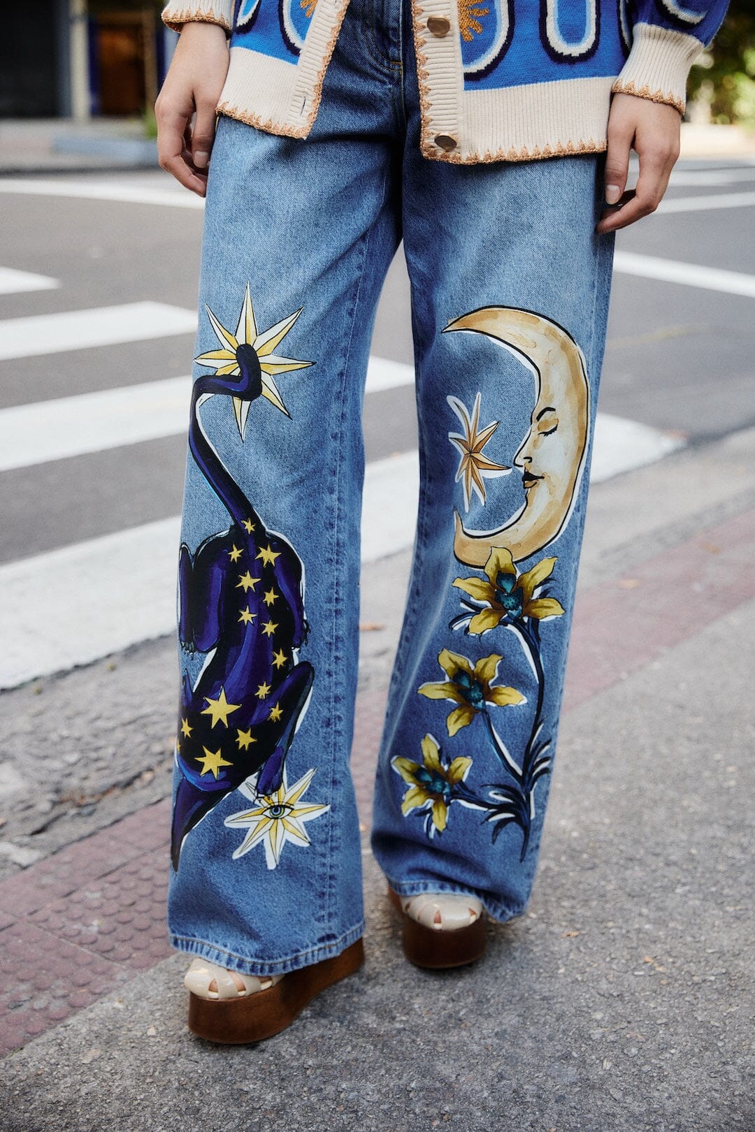 Denim Mystical Wide-Leg Pants - FARM Rio DENIM