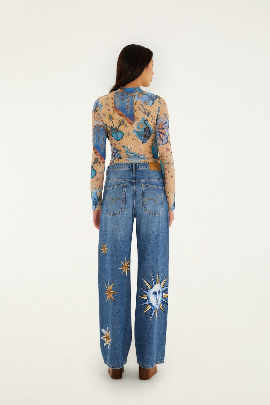 Denim Mystical Wide-Leg Pants - FARM Rio DENIM
