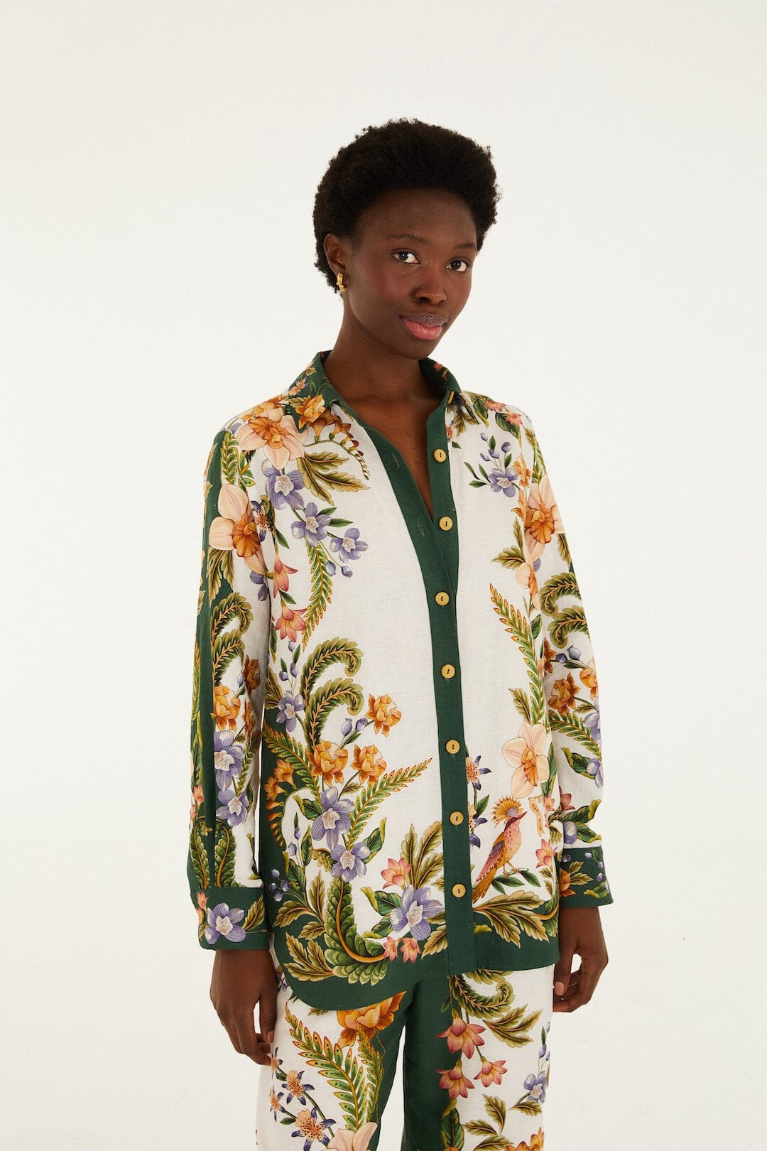 Sand Nature Collared Buttoned Shirt - FARM Rio NATURE SAND