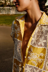 Lace Short Sleeve Shirt - FARM Rio OFF-WHITE