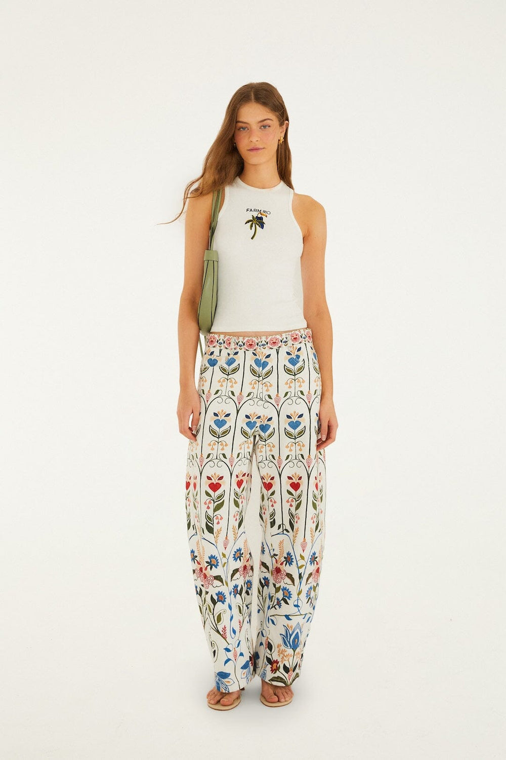 Off-White Tucanissimo Embroidered Organic Cotton Tank Top - FARM Rio OFF-WHITE