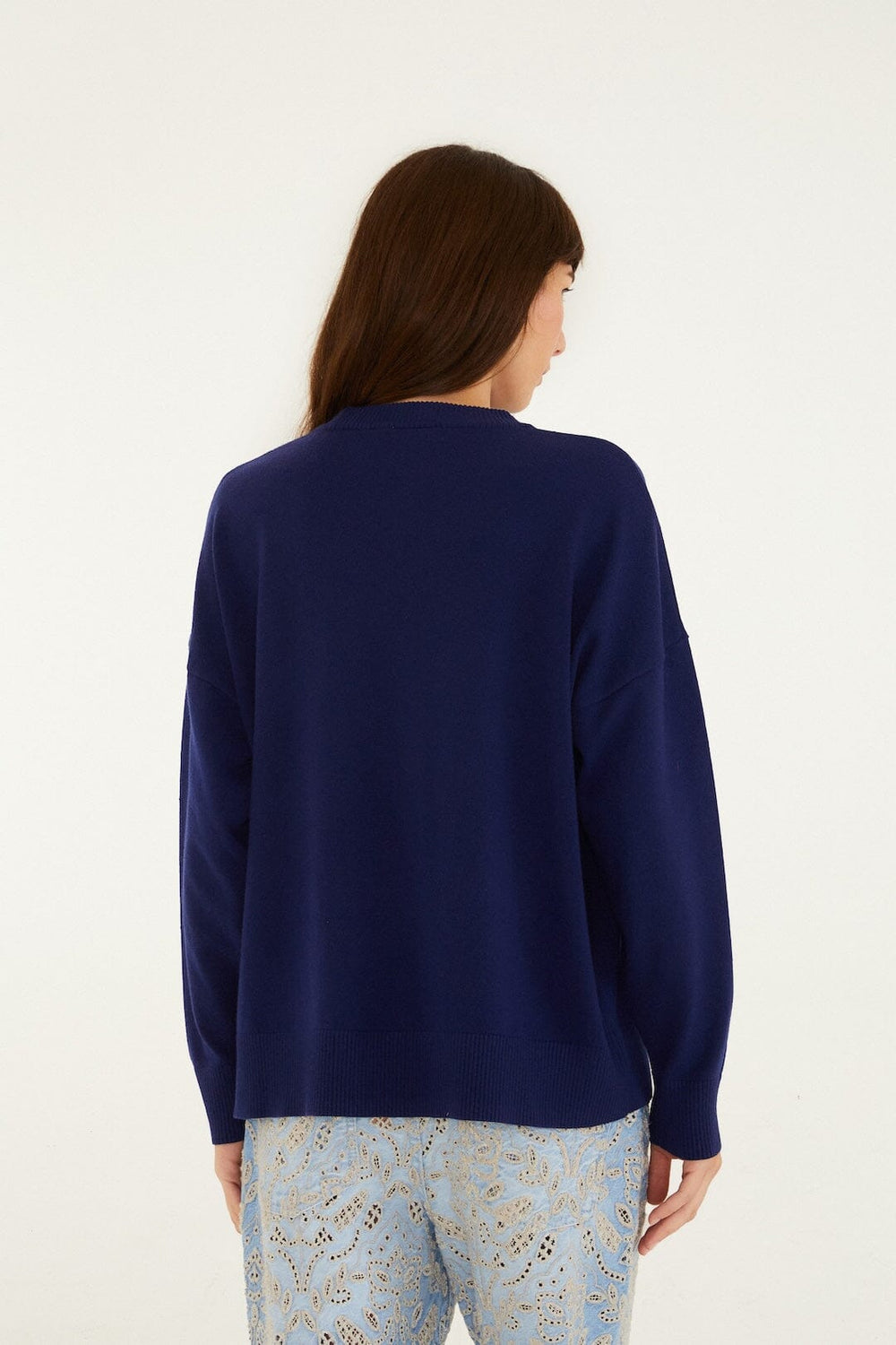 Dark Blue Love Birds Embroidered Sweater - FARM Rio BLUE